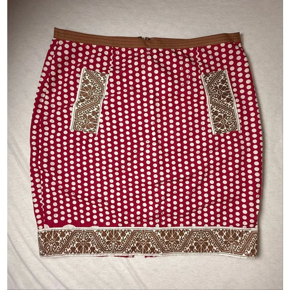 Plenty by Tracy Reese Boudot Pink Polka Dot Embroidery Mini Skirt Anthro Boho  6